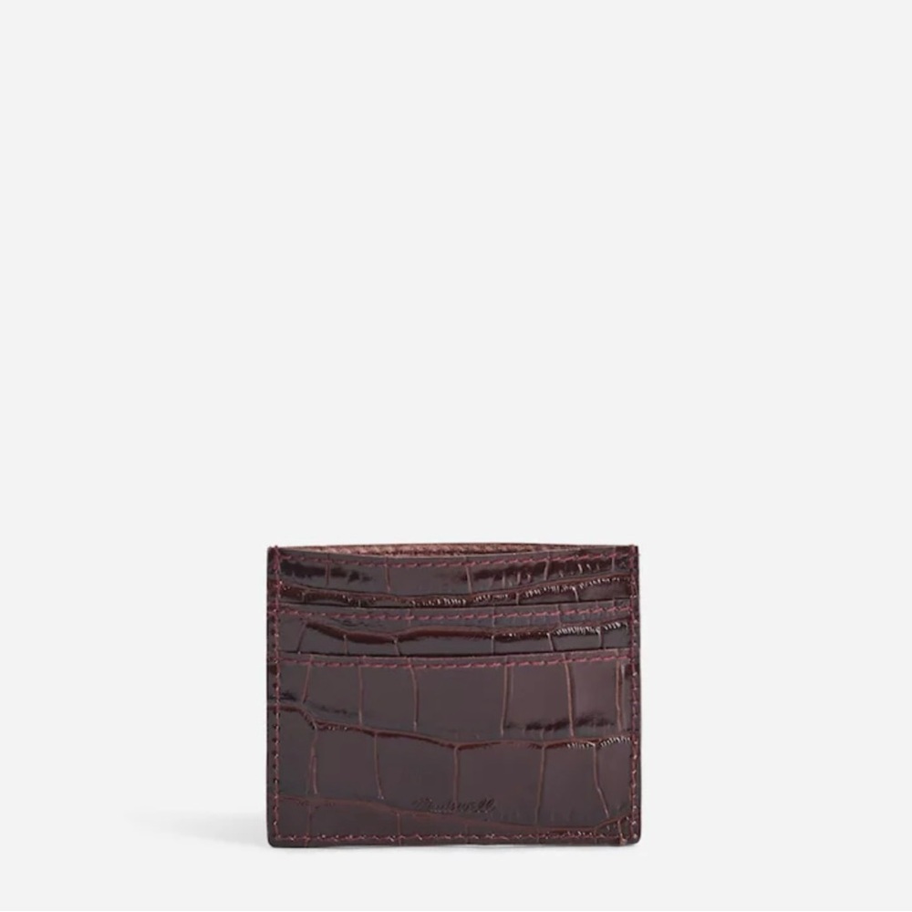 Madewell Brown Croc-Embossed Card Holder Case